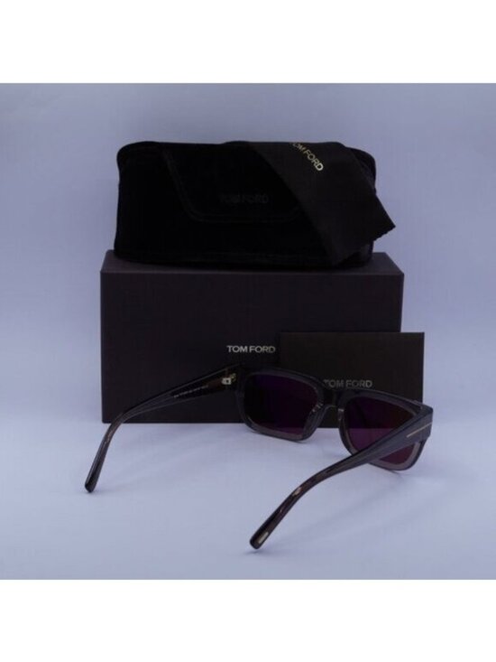 Tom Ford FT1075 45U Ezra Rectangle Sunglasses -Shiny Light Brown/Bordeaux Mirror main image 9